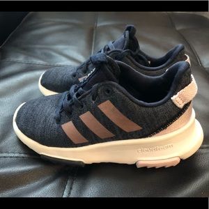 Adidas girls  navy and rose gold shoes size 12